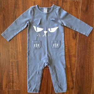 Hallmark Baby Gray Grumpy Cat Romper Long Sleeve 3D Ears Pockets 12-18 Months